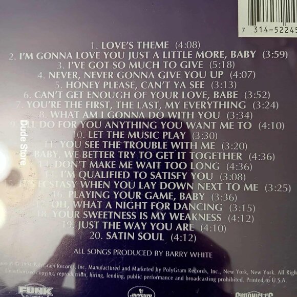 Barry White - All-Time Greatest Hits - 20 Songs - 1994 CD - Picture 4 of 4